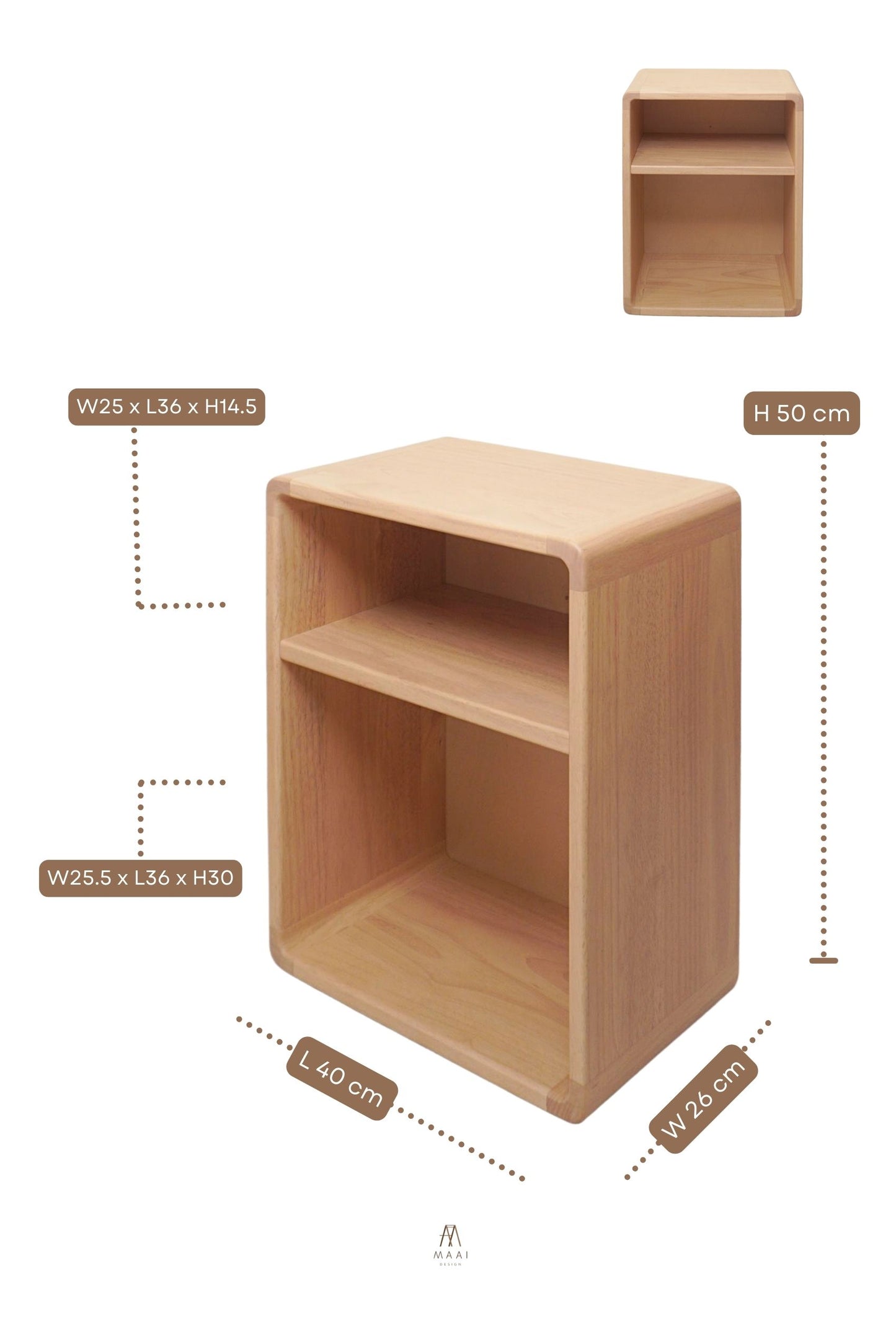 MAAI Design Akeru Side Table โต๊ะข้างมีช่องขนาดใหญ่ 2ช่อง จุกได้เยอะขึ้น