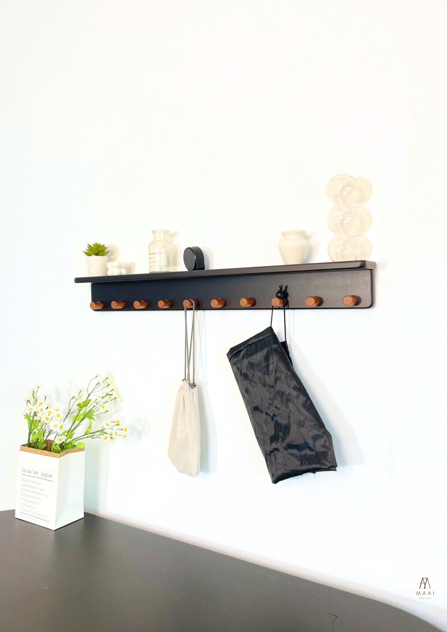 MAAI Design Sagaru Hanger ชั้นวางของเสริม ชั้นแขวน สไตล์มินิมอล มูจิ ไม้จริง
