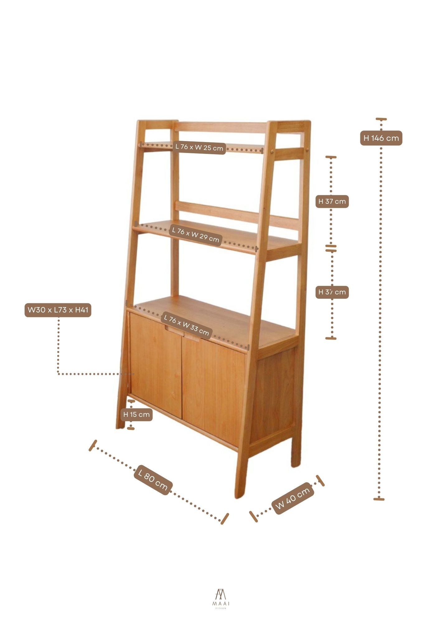 MAAI Design Shiyoko Shelf ชั้นวางของ ตู้เก็บของ อเนกประสงค์ ทำจากไม้แท้ ทั้้งตัว