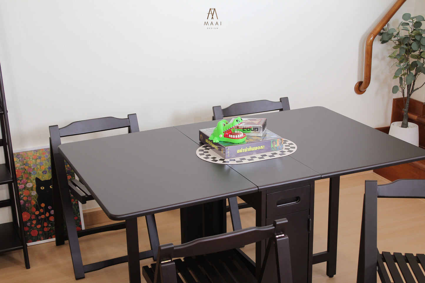MAAI Design Butterfly table set ชุดโต๊ะพับ พร้อมเก้าอี้พับเก็บได้ 4ตัว ประกอบสำเร็จ โต๊ะอเนกประสงค์