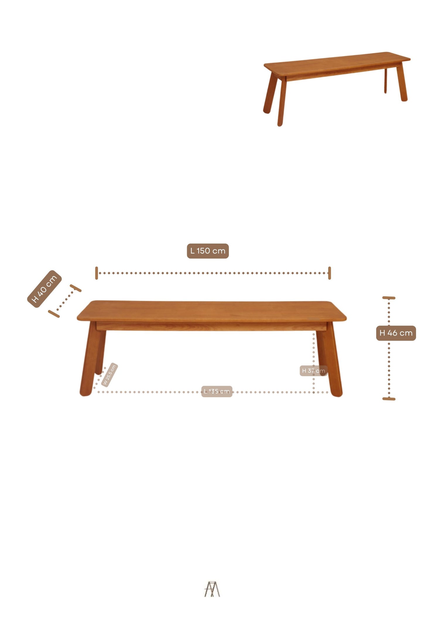 Maai design Dezato table โต๊ะอาหารไซต์ครอบครัว 150 cm / ม้านั่งยาว Kashi bench 150 cm