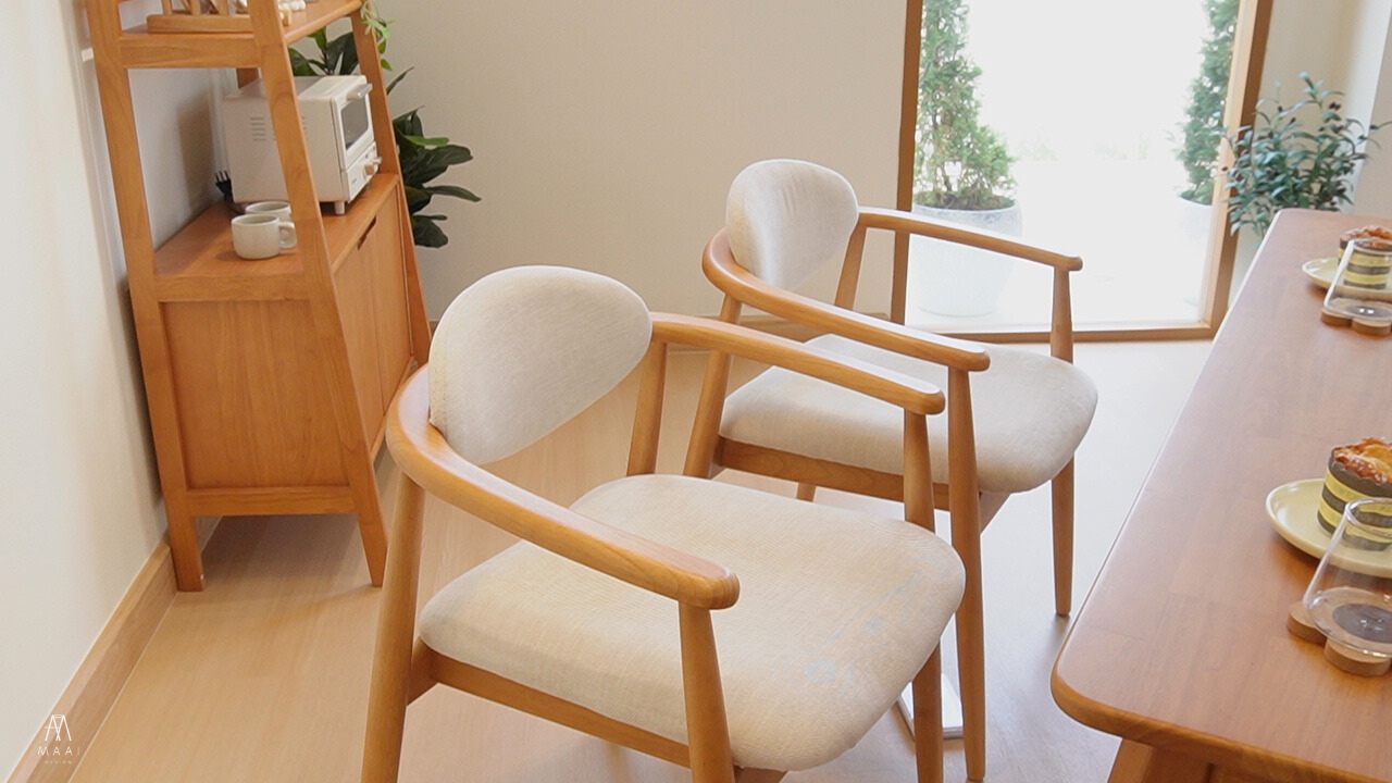 MAAI Design Kiroku chair เก้าอี้เบาะผ้าฝ้าย/หนัง หนานุ่ม มีที่พักแขน เก้าอี้สไตล์ญี่ปุ่น