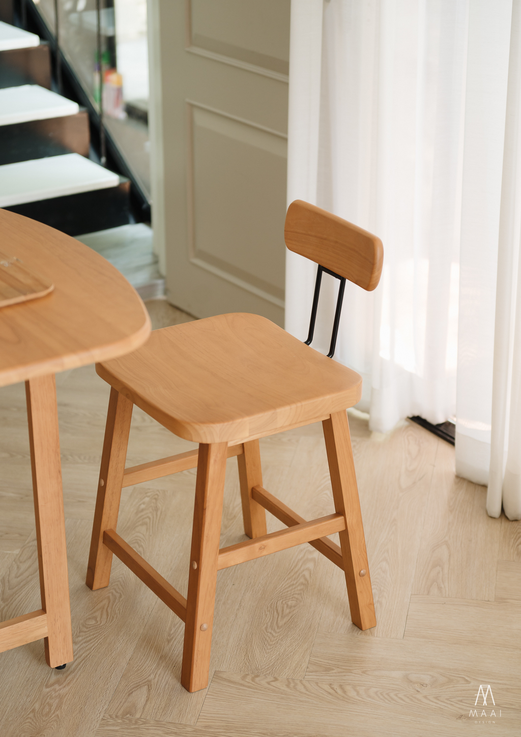 MAAI Design Mazeru stool ที่นั่งสูง45cm เก้าอี้นั่งสตูล สไตล์ญี่ปุ่น พร้อมพนักพิง