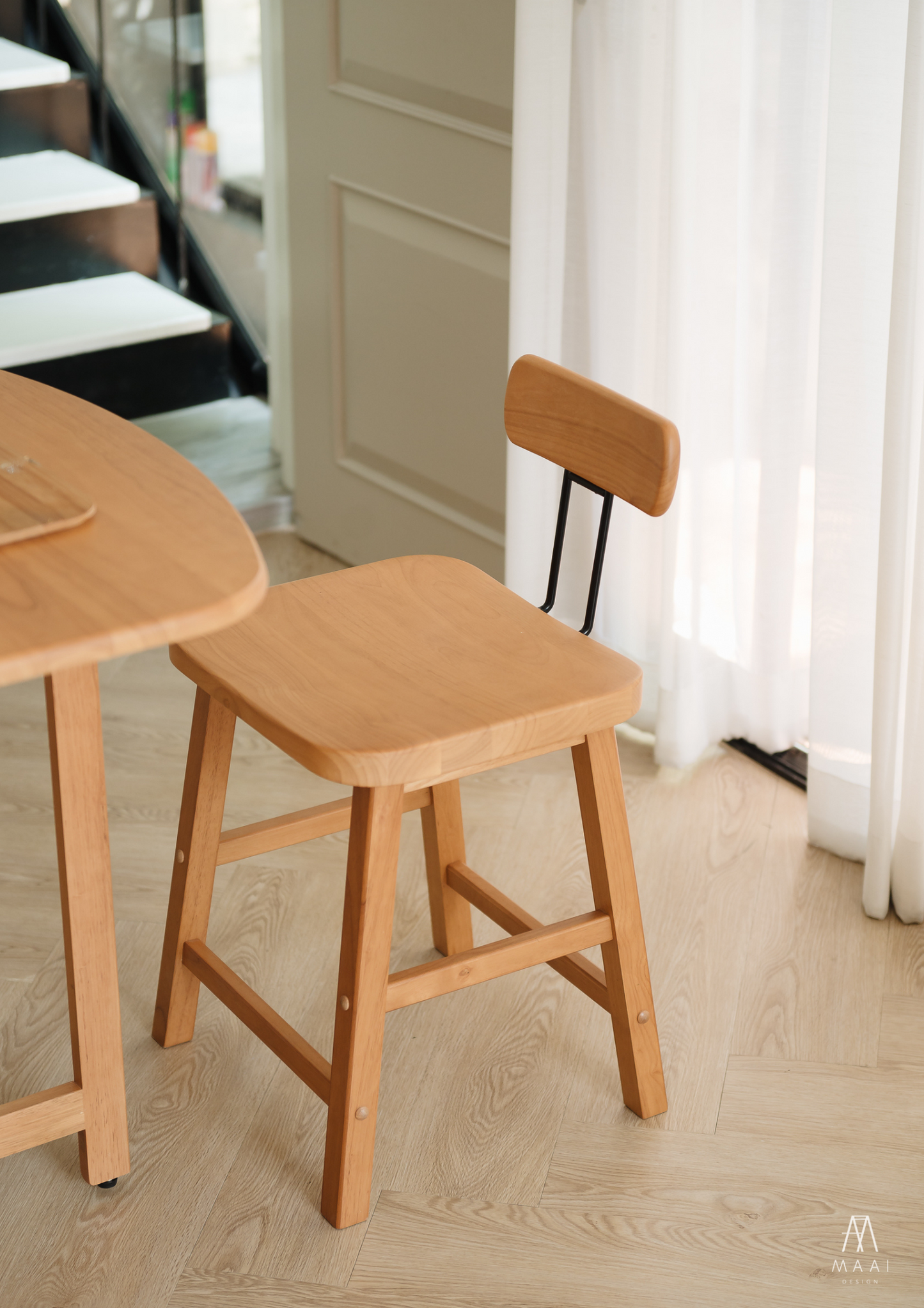 MAAI Design Mazeru stool ที่นั่งสูง45cm เก้าอี้นั่งสตูล สไตล์ญี่ปุ่น พร้อมพนักพิง