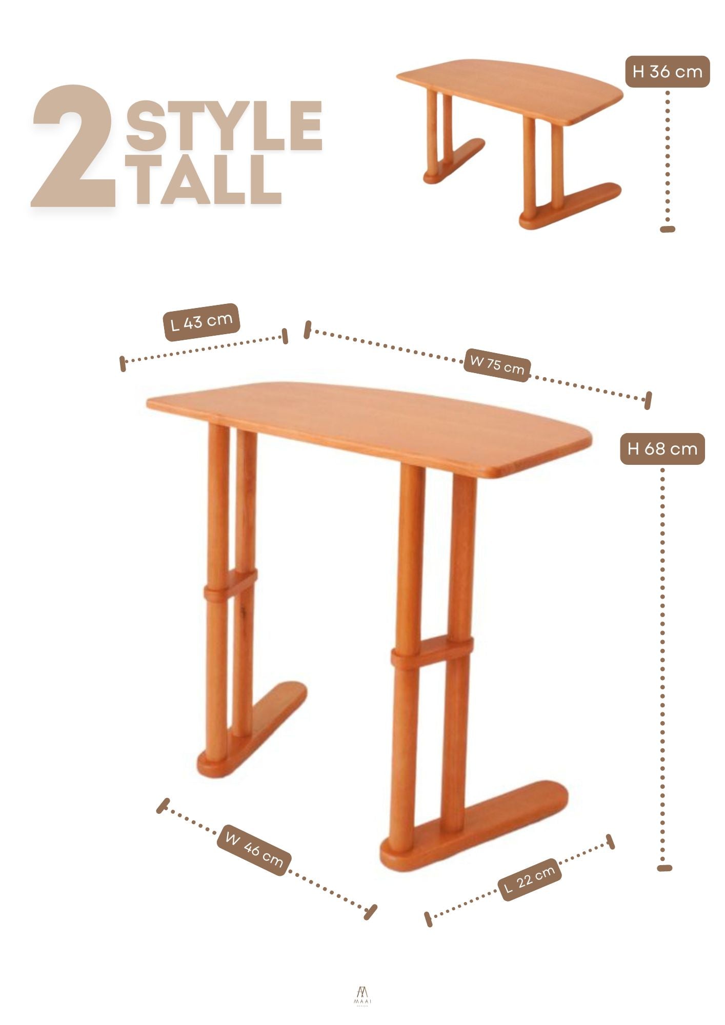 MAAI Design Tachi side table โต๊ะทำงาน อเนกประสงค์ สามารถปรับขาได้2ระดับ2ดีไซน์