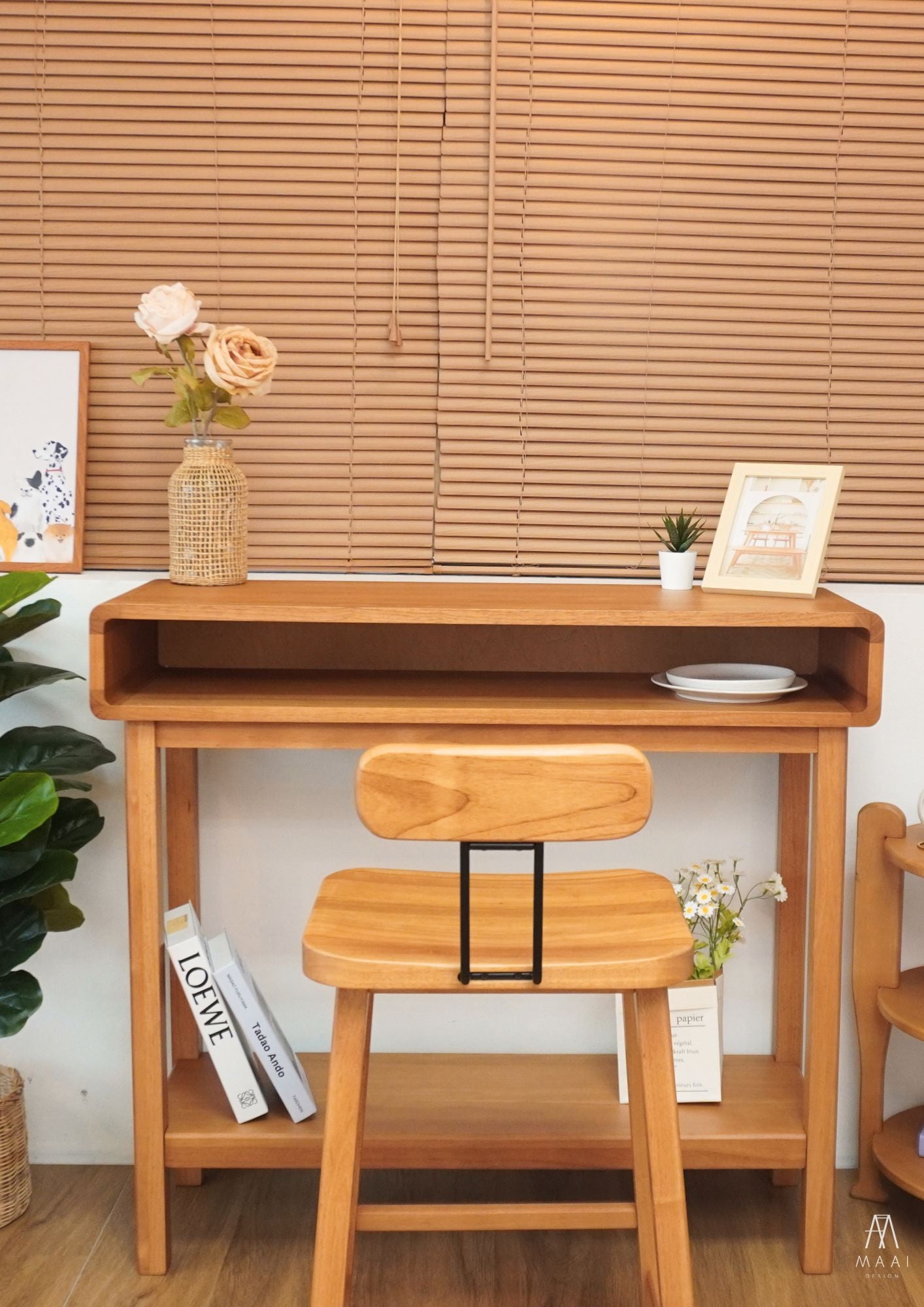 MAAI Design Mitasu console table โต๊ะคอนโซลไม้จริง มีช่องใส่ของขนาดใหญ่ สไตล์ญี่