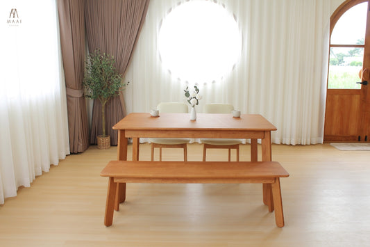 Maai design Dezato table โต๊ะอาหารไซต์ครอบครัว 150 cm / ม้านั่งยาว Kashi bench 150 cm