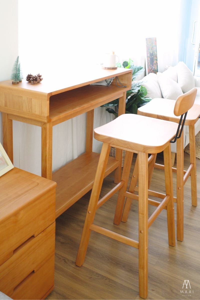 MAAI Design Rezu bar stool ที่นั่งสูง74cm เก้าอี้นั่งสตูล สไตล์ญี่ปุ่น พร้อมพนัก