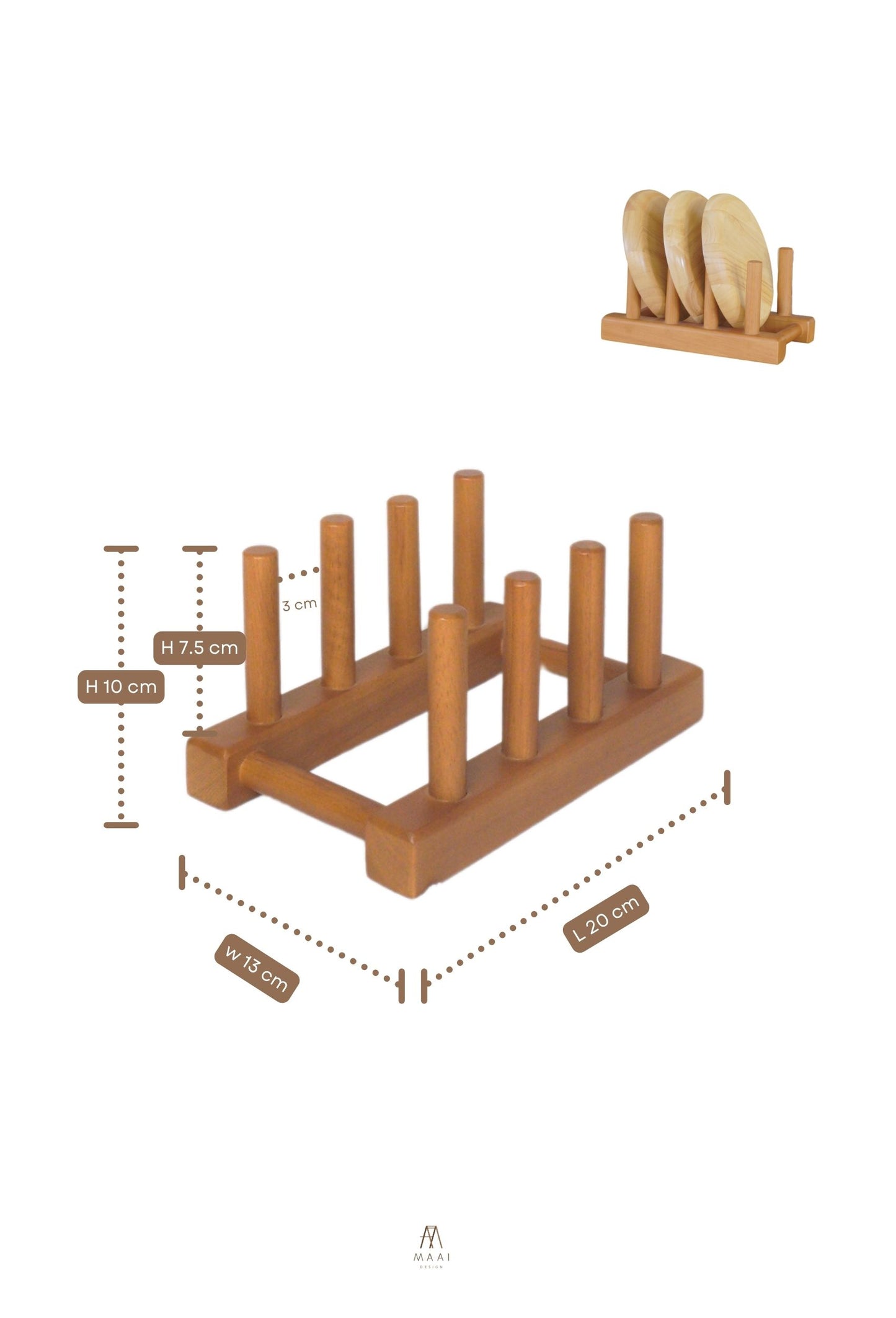 MAAI Design  ชั้นวางจาน  ของตกแต่งบ้านมินิมอลที่คว่ำแก้ว งานไม้แท้