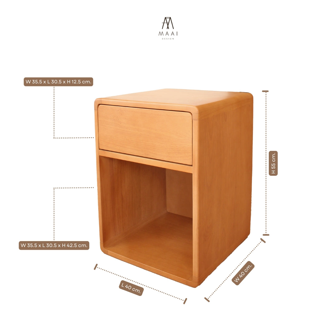 MAAI Design Uneru Side Table โต๊ะข้างช่องขนาดใหญ่ พร้อมลิ้นชักกดกระเด้งpush open