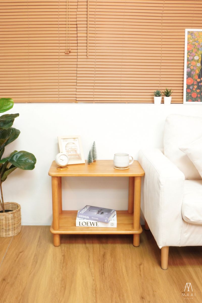 MAAI Design Akino Side Table โต๊ะข้างเตียง,โต๊ะข้างโซฟา วางของ2ชั้น ไม้แท้ สไตล์