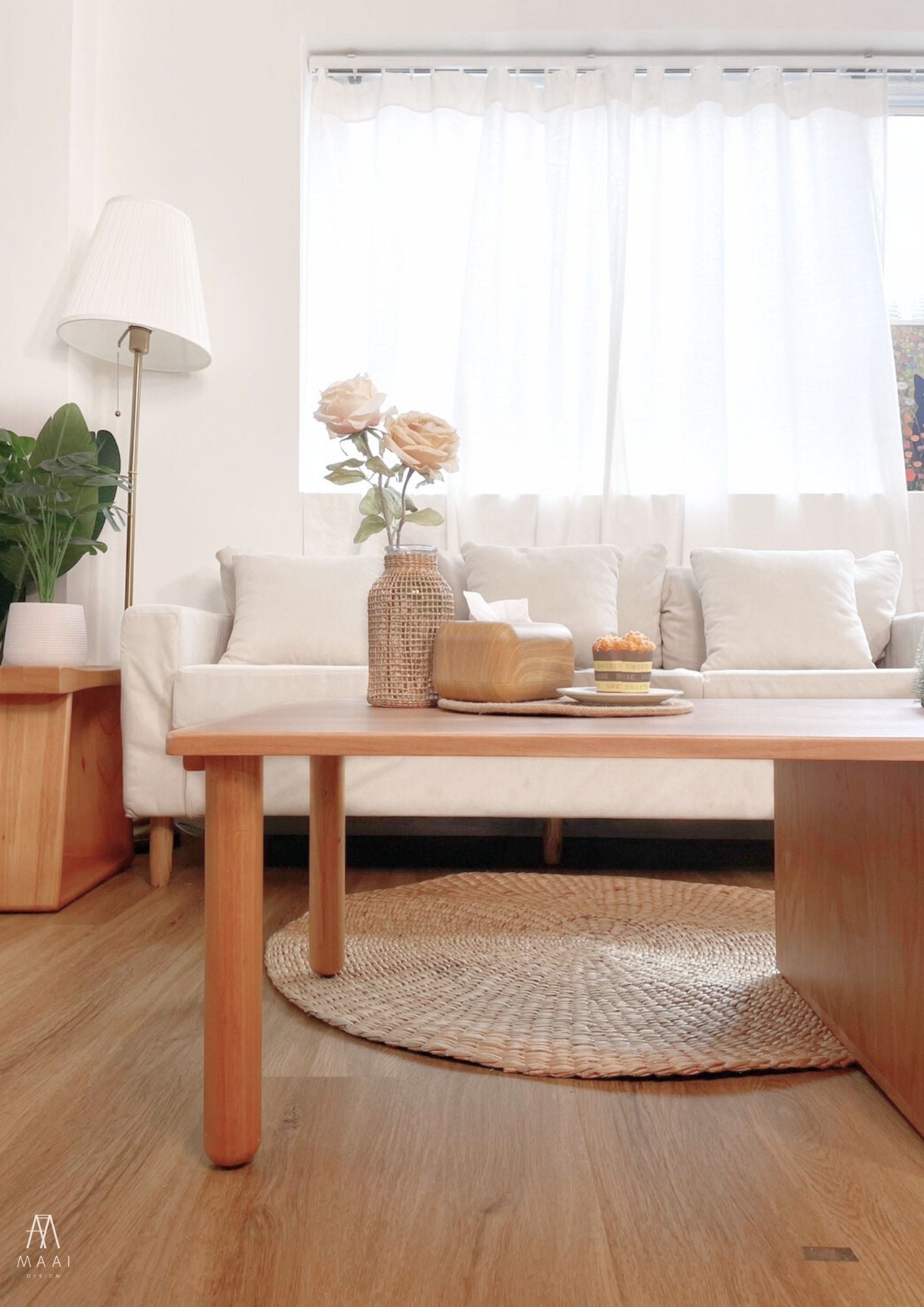 MAAI Design Hokan Coffee Table โต๊ะกลางโซฟา ไม้จริงทั้งตัว มีที่เก็บของ2ช่อง สไต