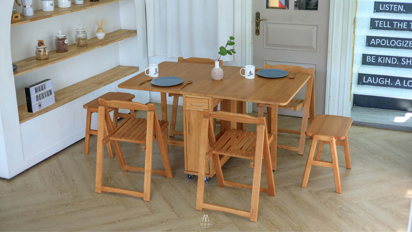 MAAI Design Butterfly table set ชุดโต๊ะพับ พร้อมเก้าอี้พับเก็บได้ 4ตัว ประกอบสำเร็จ โต๊ะอเนกประสงค์