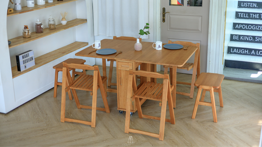 MAAI Design Butterfly table set ชุดโต๊ะพับ พร้อมเก้าอี้พับเก็บได้ 4ตัว ประกอบสำเร็จ โต๊ะอเนกประสงค์