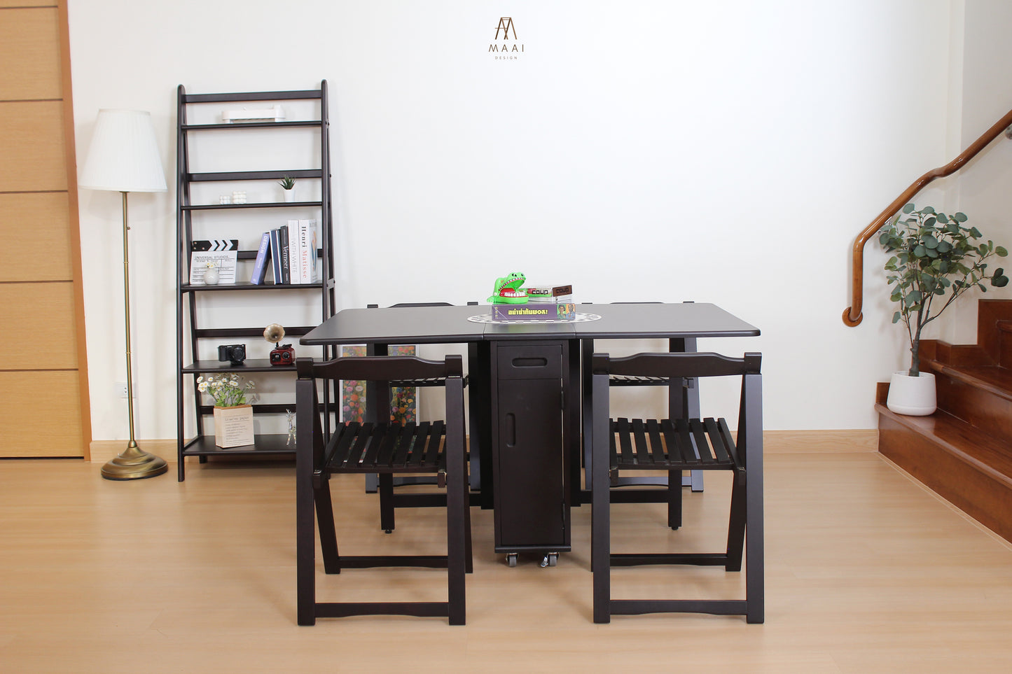 MAAI Design Butterfly table set ชุดโต๊ะพับ พร้อมเก้าอี้พับเก็บได้ 4ตัว ประกอบสำเร็จ โต๊ะอเนกประสงค์