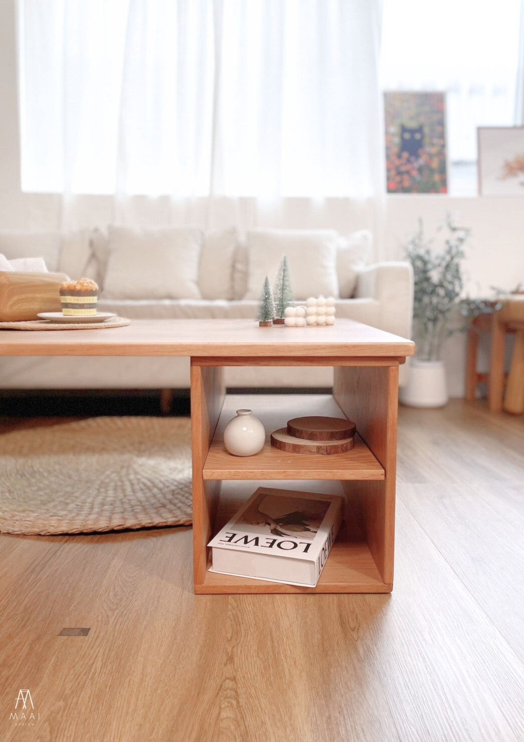 MAAI Design Hokan Coffee Table โต๊ะกลางโซฟา ไม้จริงทั้งตัว มีที่เก็บของ2ช่อง สไต